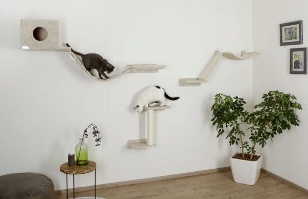 188 cm kattenboom aan de muur gemonteerd - moderne kattentoren met jute